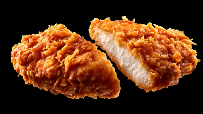 Knuspriger Geflügel-Snack auf schwarzem Hintergrund