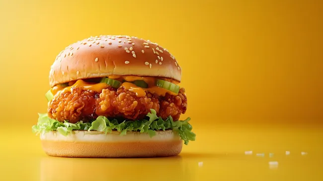 Knuspriger Hähnchenburger mit Sesambrötchen