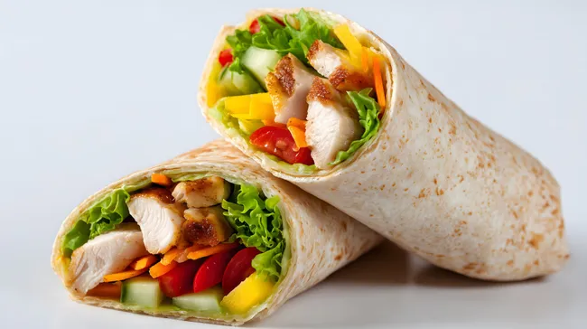 Knuspriger Hähnchenburrito mit frischem Gemüse