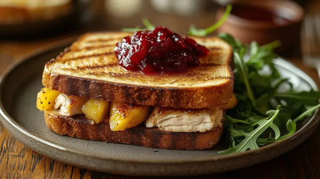 Knuspriger Hawaii-Toast mit Ananas und Preiselbeeren