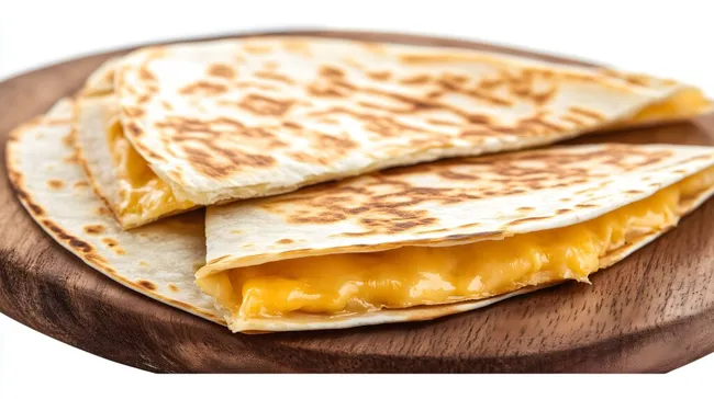 Knuspriger mexikanischer Quesadilla-Snack auf Holzteller