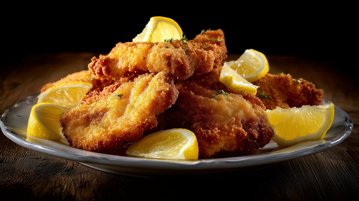 Knuspriges Backhendl mit frischen Zitronenspalten