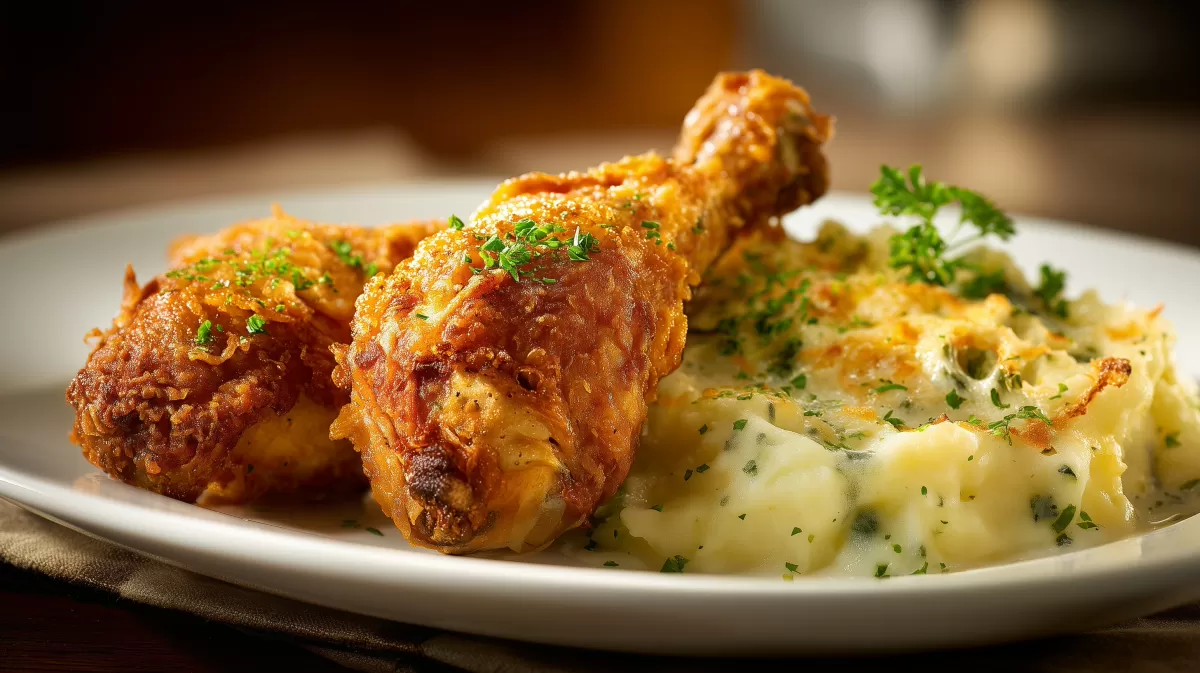 Knuspriges Backhendl mit Kartoffelauflauf