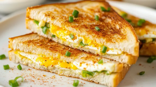 Knuspriges Ei-Sandwich mit Schnittlauch und Gewürzen