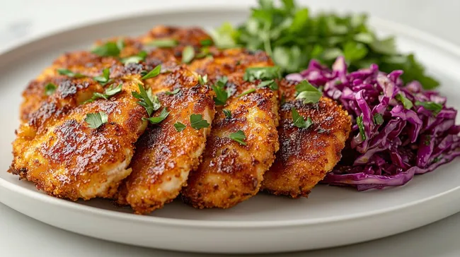 Knuspriges Panko-Hähnchenschnitzel mit Rotkohl
