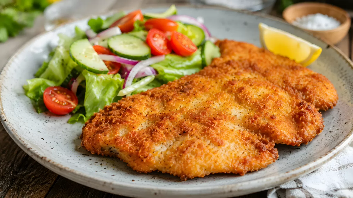 Knuspriges Schnitzel mit frischem Beilagensalat
