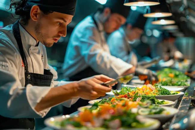 Köche in der Küche bei der Arbeit