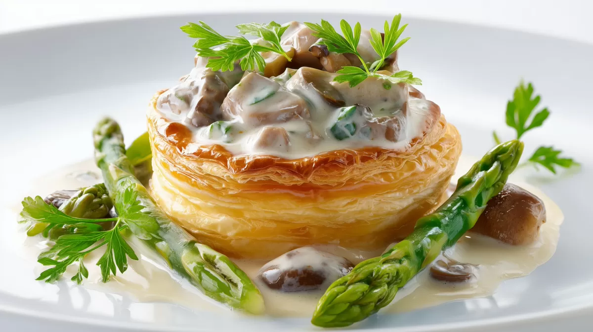 Königin Pastetchen mit Ragout fin und Spargel