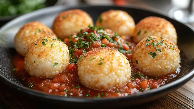Köstliche Arancini mit Tomatensauce