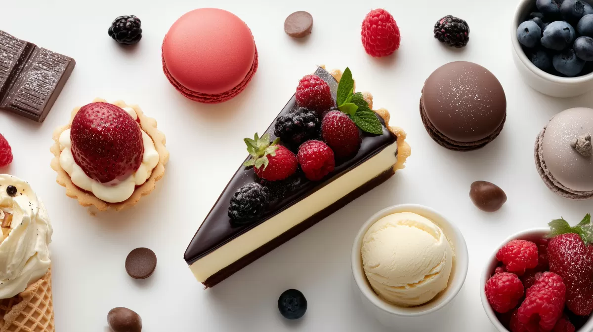 Köstliche Auswahl an süßen Desserts und Backwaren