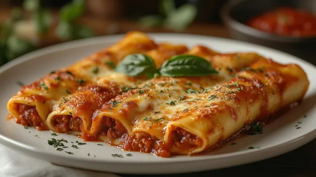 Köstliche Cannelloni mit Fleischfüllung und Tomatensauce