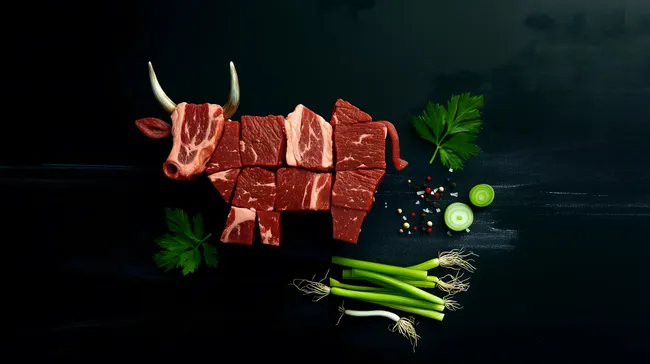 Köstliche Fleischkomposition mit grüner Petersilie