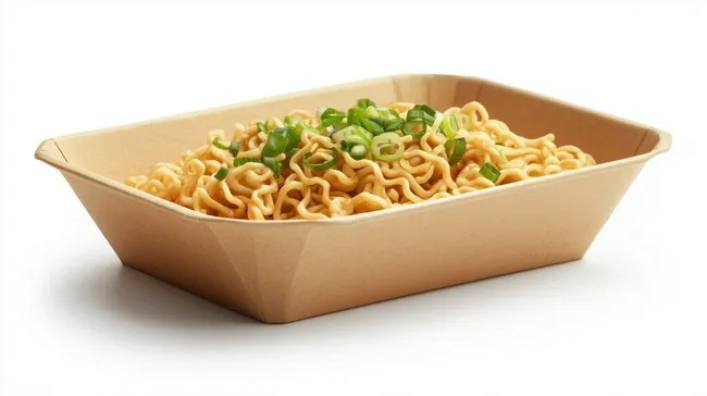 Köstliche frische Ramen-Nudeln in nachhaltiger Papierbox