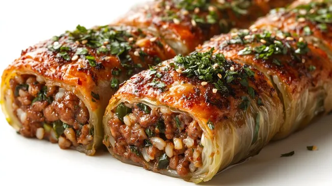 Köstliche gefüllte Kohlrouladen mit Hackfleisch und Kräutern