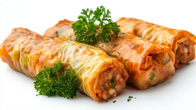 Köstliche gefüllte Kohlrouladen mit Kräutergarnitur