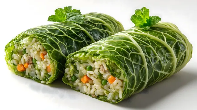 Köstliche gefüllte Kohlrouladen mit Reis und Gemüse