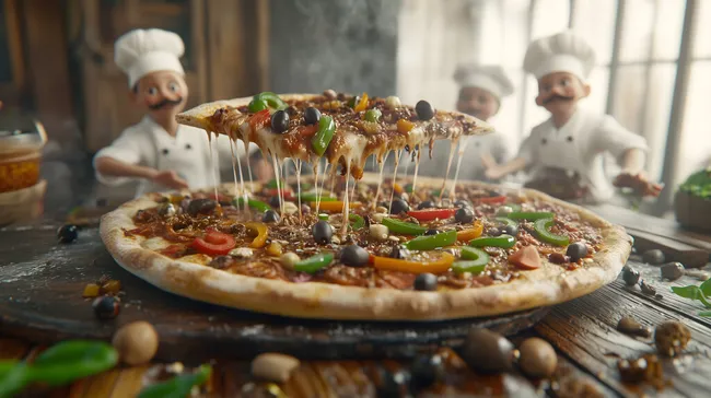 Köstliche Gemüsepizza mit schmelzendem Käse