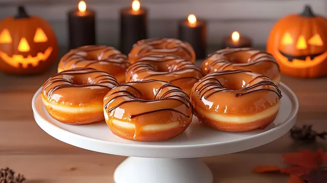 Köstliche Halloween-Donuts mit Karamelllglasur