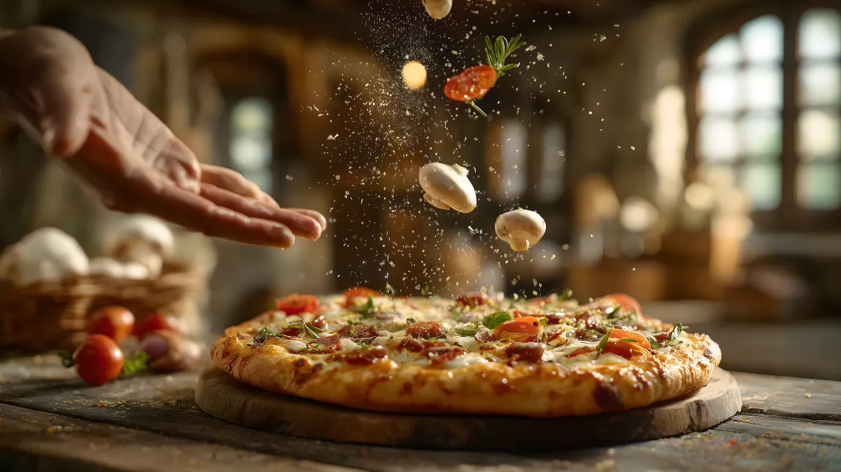 Köstliche, handgemachte Pizza mit frischen Zutaten