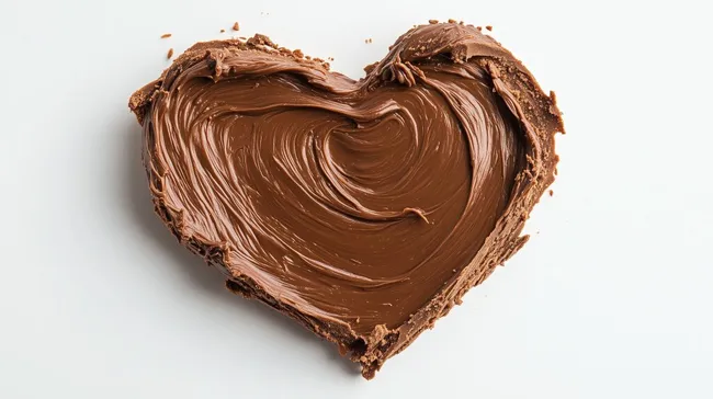 Köstliche Herz-Nutella-Torte auf weißem Hintergrund