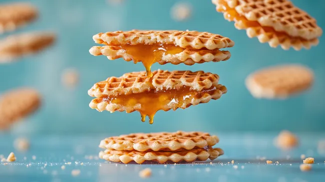 Köstliche Karamell-Waffeln mit flüssiger Füllung