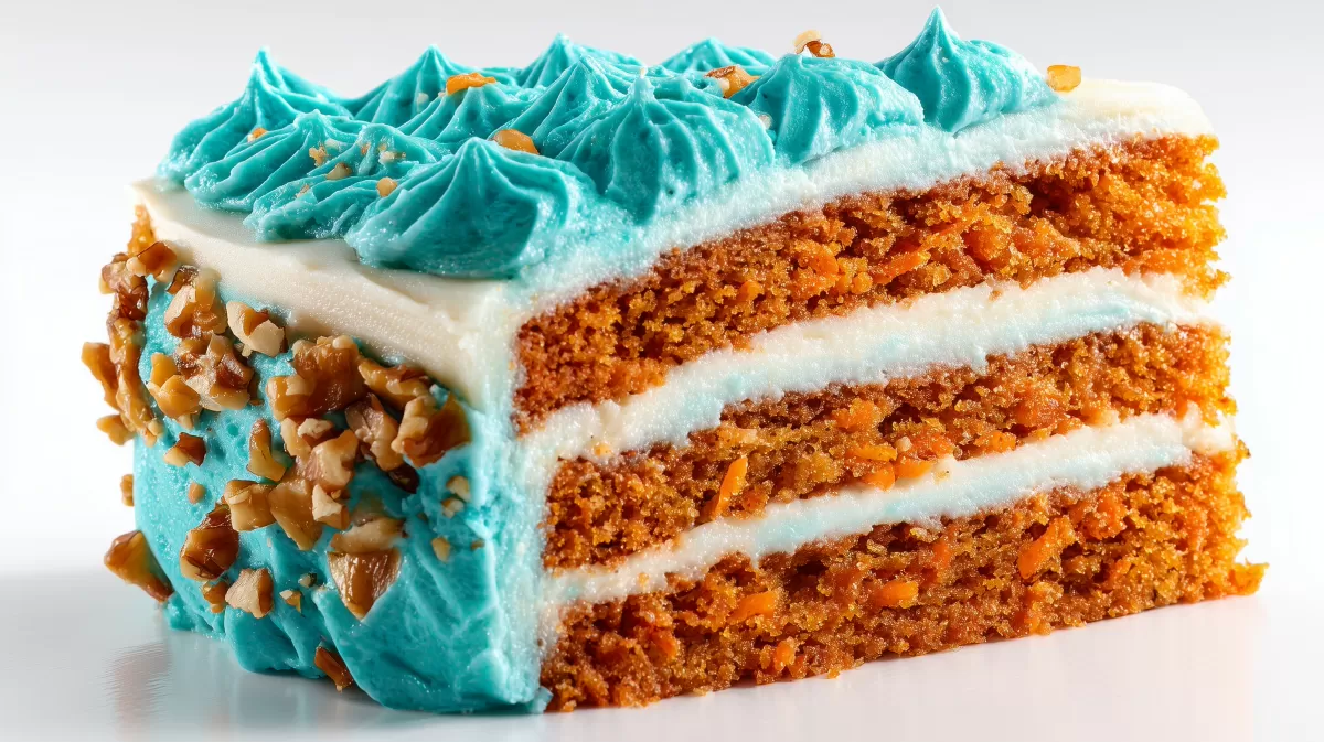 Köstliche Karotten-Cupcake-Torte mit blauem Zuckerguss