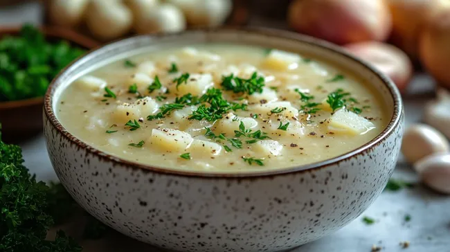 Köstliche Kohlrabisuppe in moderner Schüssel