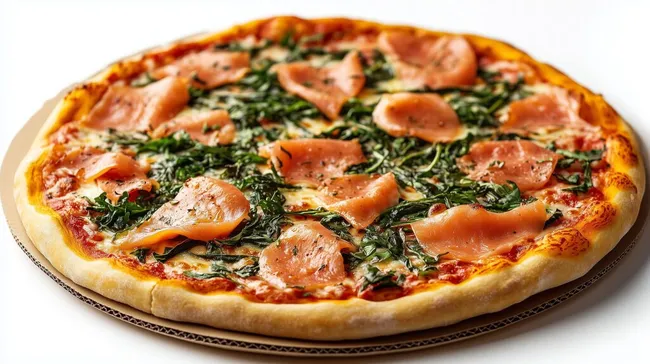 Köstliche Lachs-Spinat-Pizza mit knusprigem Rand