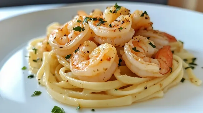 Köstliche Linguine mit Garnelen und Knoblauchbutter