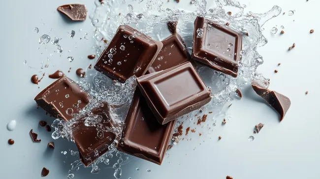 Köstliche Milchschokolade mit Wasserspray