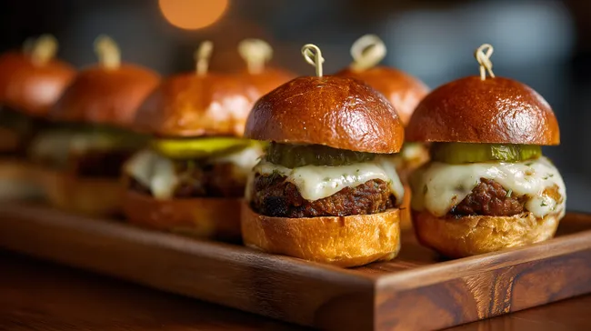Köstliche Mini-Burger mit geschmolzenem Mozzarella