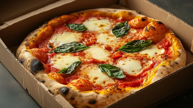 Köstliche Napoli-Steinofenpizza mit Basilikum