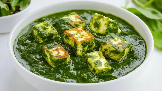 Köstliche Palak Paneer-Pfanne mit frischem Spinat
