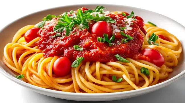 Köstliche Pasta mit frischer Tomatensoße und Kräutern