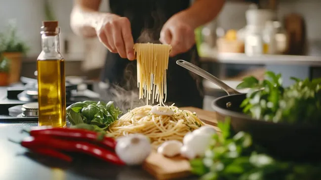 Köstliche Pasta-Zubereitung mit frischen Kräutern
