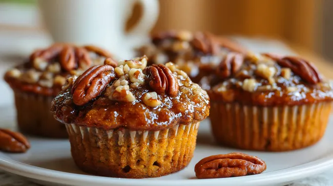 Köstliche Pekannuss-Muffins in Nahaufnahme