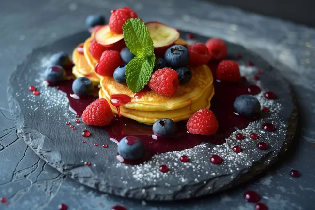 Köstliche Pfannkuchen mit frischen Beeren