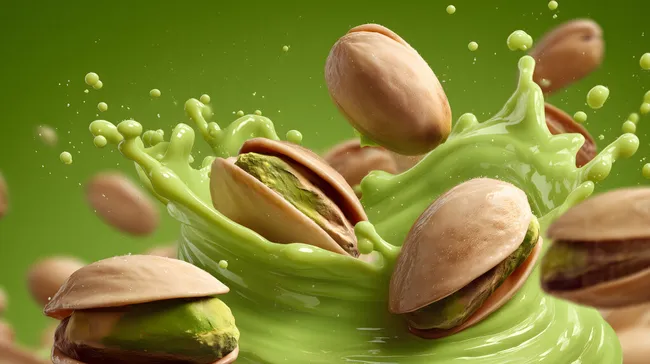 Köstliche Pistazien in spritzendem Milchbad