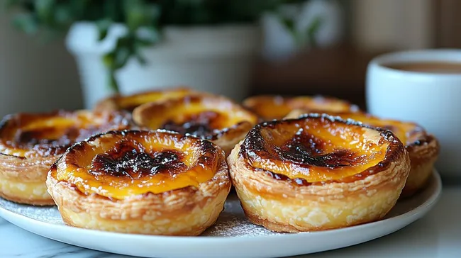 Köstliche portugiesische Puddingküchlein auf einem Teller