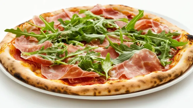 Köstliche Prosciutto-Rucola-Pizza mit aromatischen Zutaten