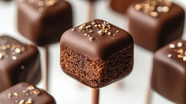 Köstliche Schokoladen-Cake-Pops mit goldenen Dekorationen