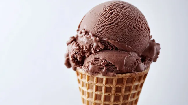 Köstliche Schokoladen-Eiskugel in Waffel