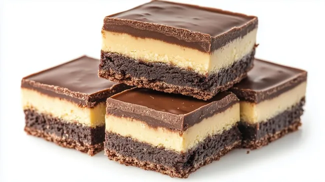 Köstliche Schokoladen-Karamell-Riegel auf weißem Hintergrund