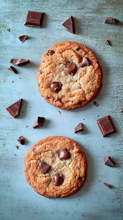 Köstliche Schokoladenkekse auf rustikalem Holzhintergrund
