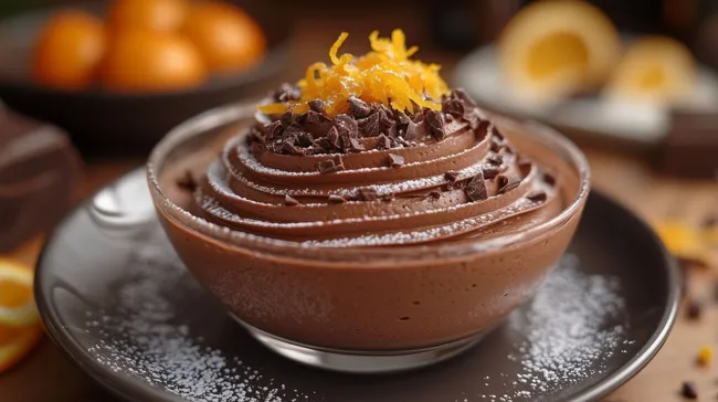 Köstliche Schokoladenmousse mit Orangenzesten