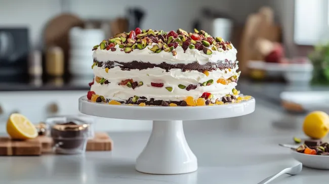 Köstliche sizilianische Cassata mit Pistazien und kandierter Früchte