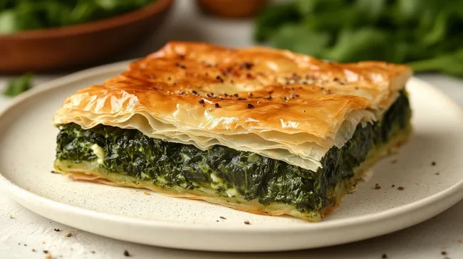 Köstliche Spinat-Blätterteig-Quiche mit knuspriger Oberfläche