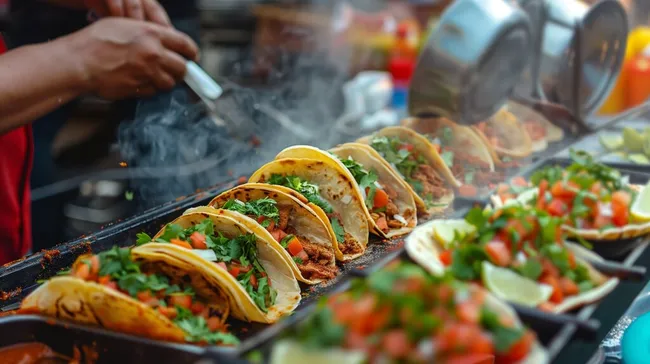 Köstliche Streetfood-Tacos mit frischem Gemüse