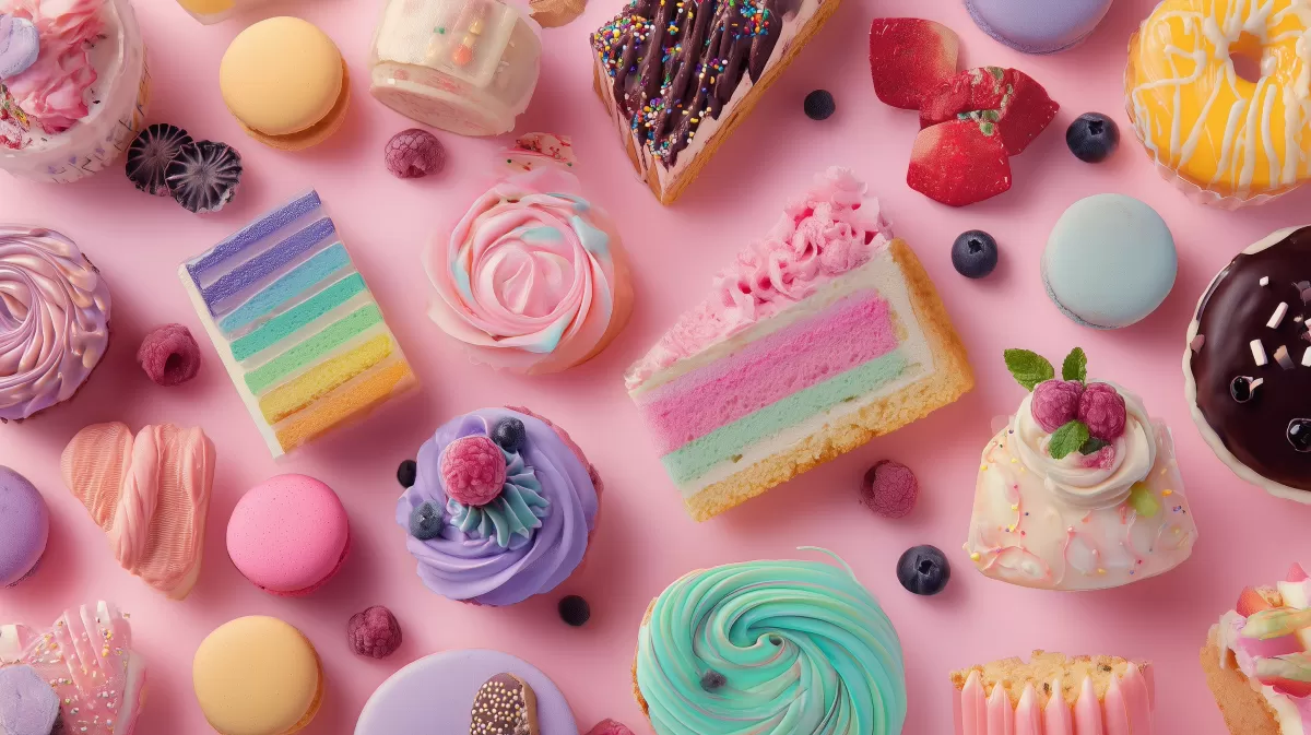 Köstliche Süßigkeiten in zauberhaften Pastellfarben