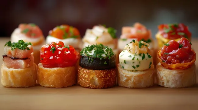 Köstliche Tapas-Auswahl mit Gemüsefüllungen